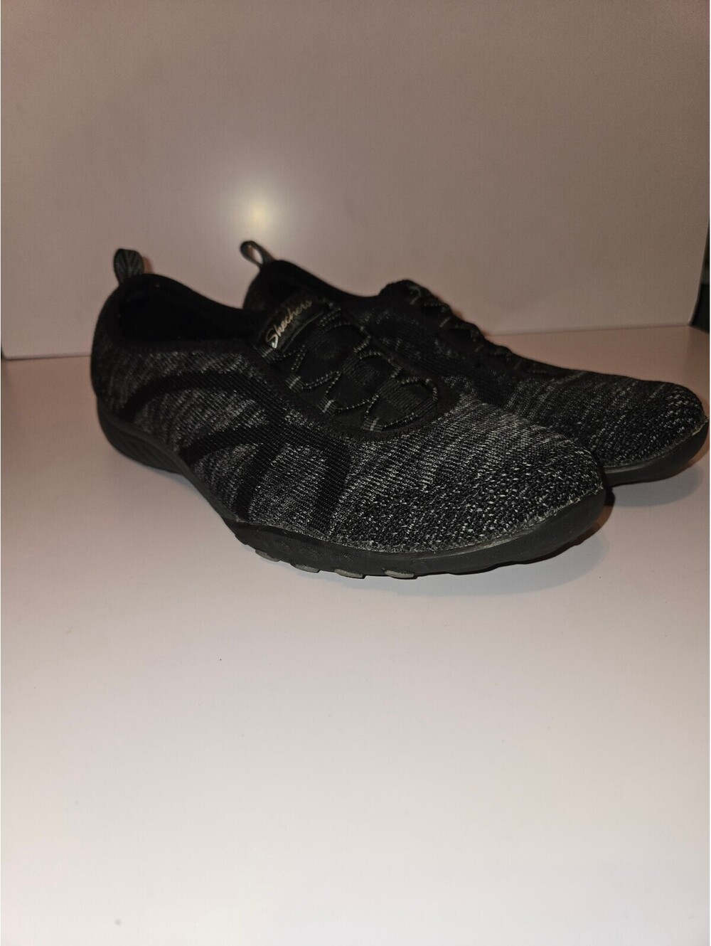 Skechers Women's 9 Rebound Fit Black Charcoal Knit Memory Foam 2018